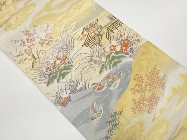 JAPANESE FUKURO OBI / WOVEN FLORAL PLANTS